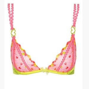 NWT For Love and Lemons Tossed Heart embroidered bra XS